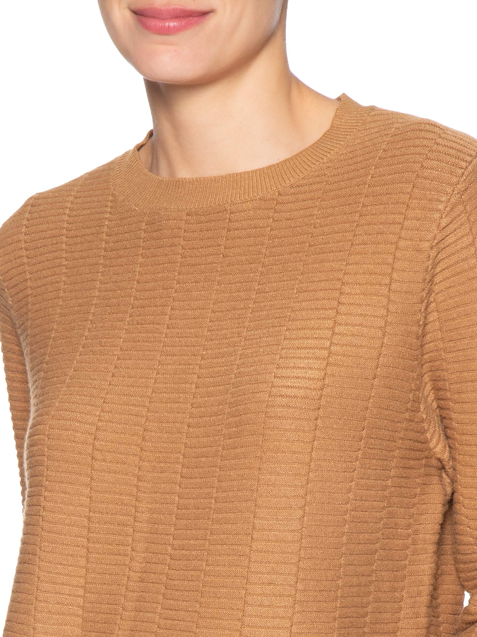 Suéter Feminino Oversized Texturizado Marrom Basiq