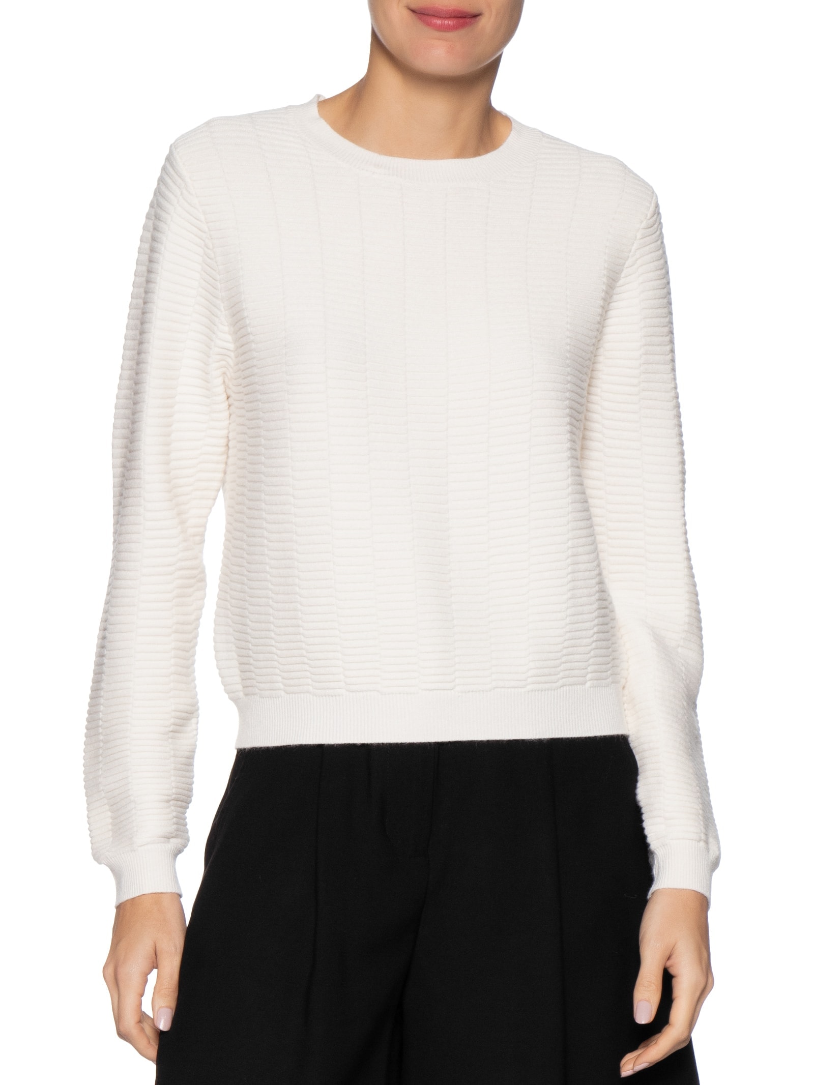 Suéter Feminino Oversized Texturizado Off White Basiq