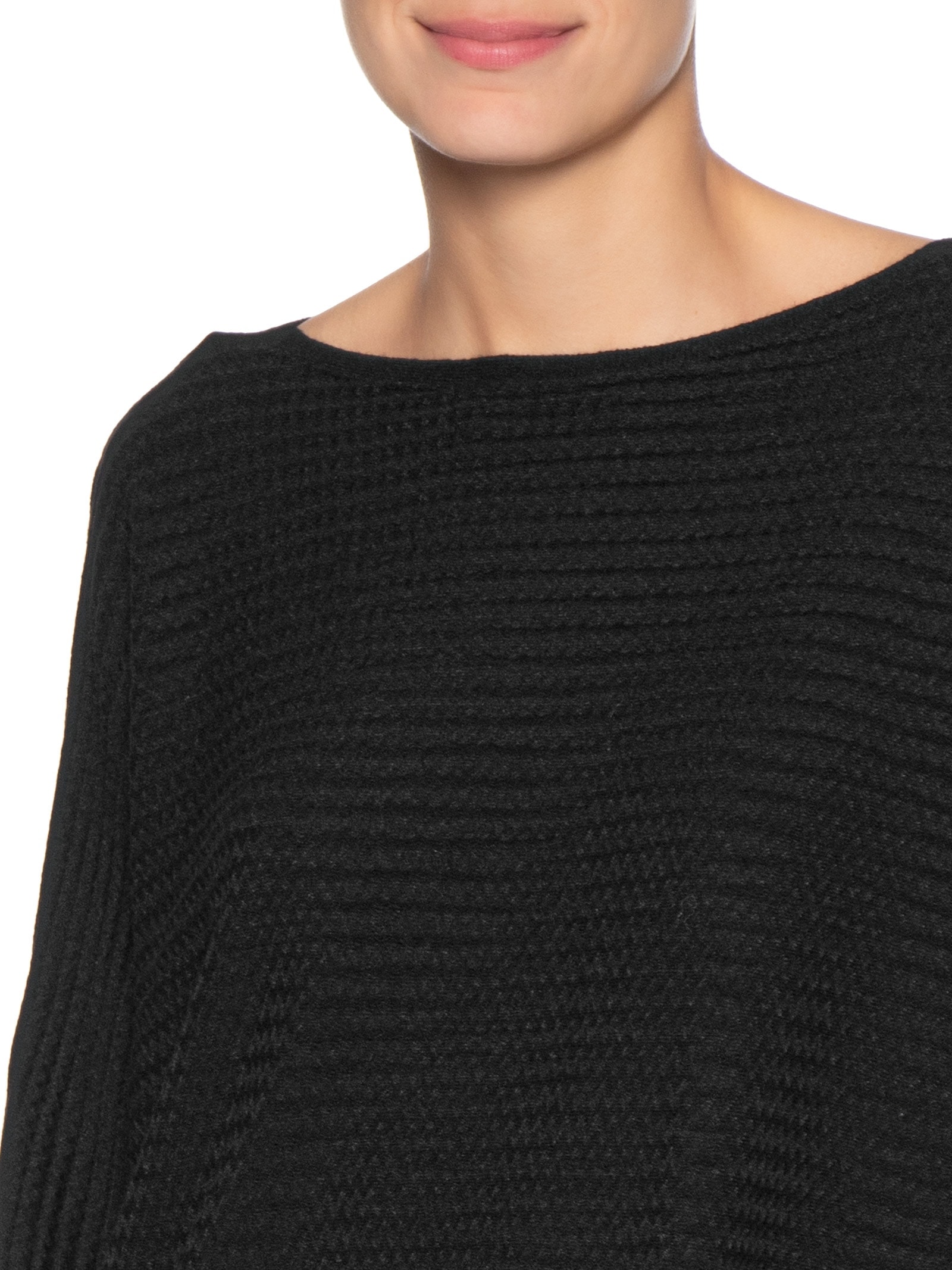 Suéter Feminino Oversized Texturizado Preto Basiq