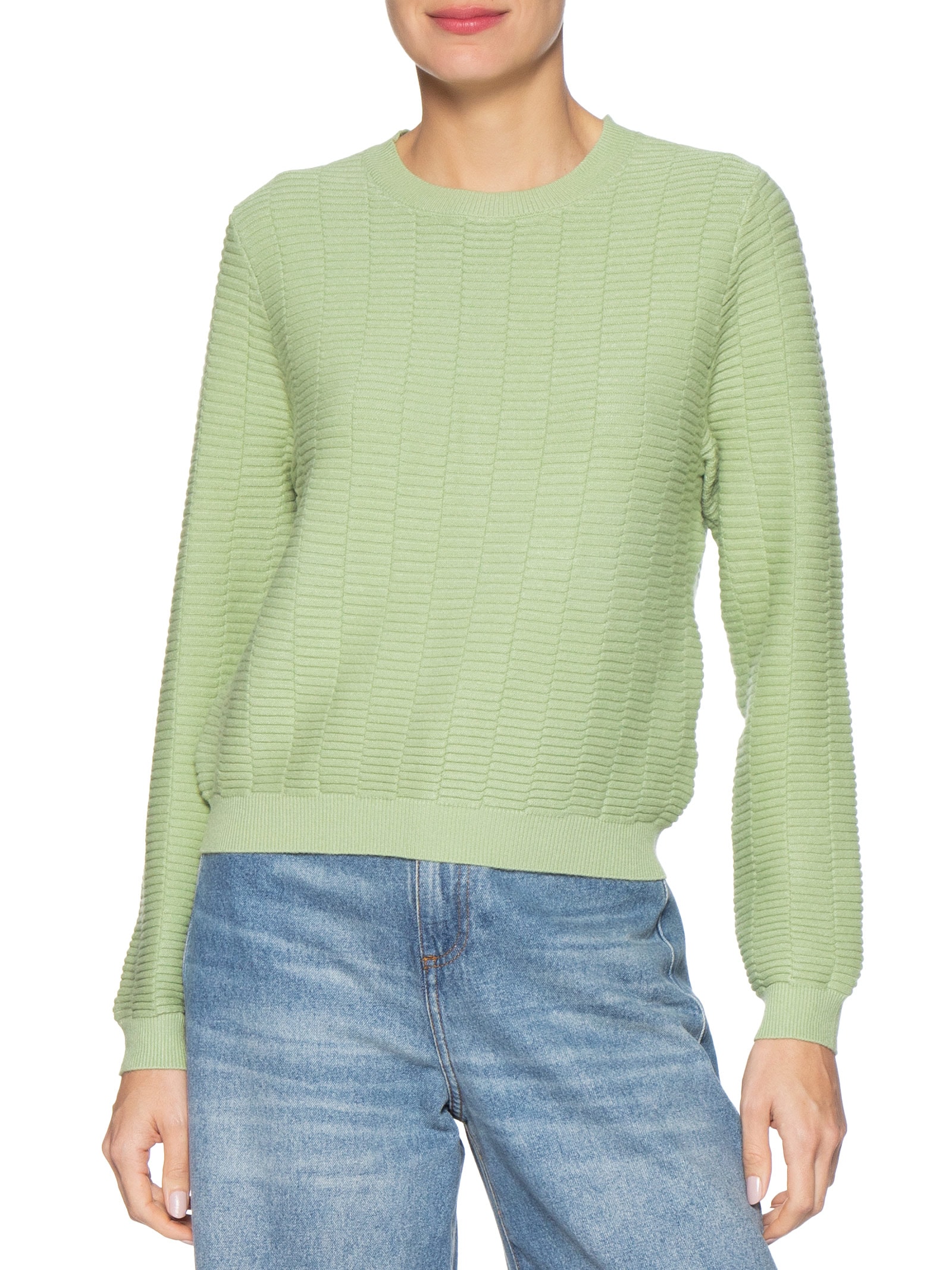 Suéter Feminino Oversized Texturizado Verde Basiq