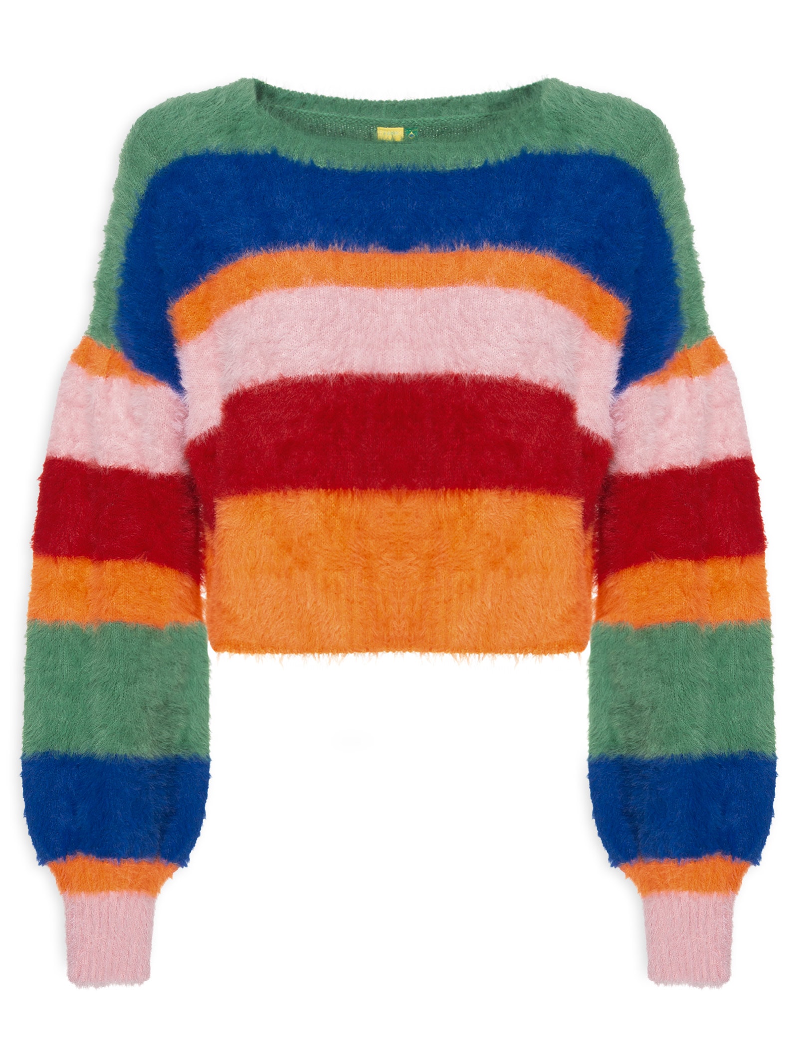 Suéter Feminino Pelinho Tricot Listra Verde Farm