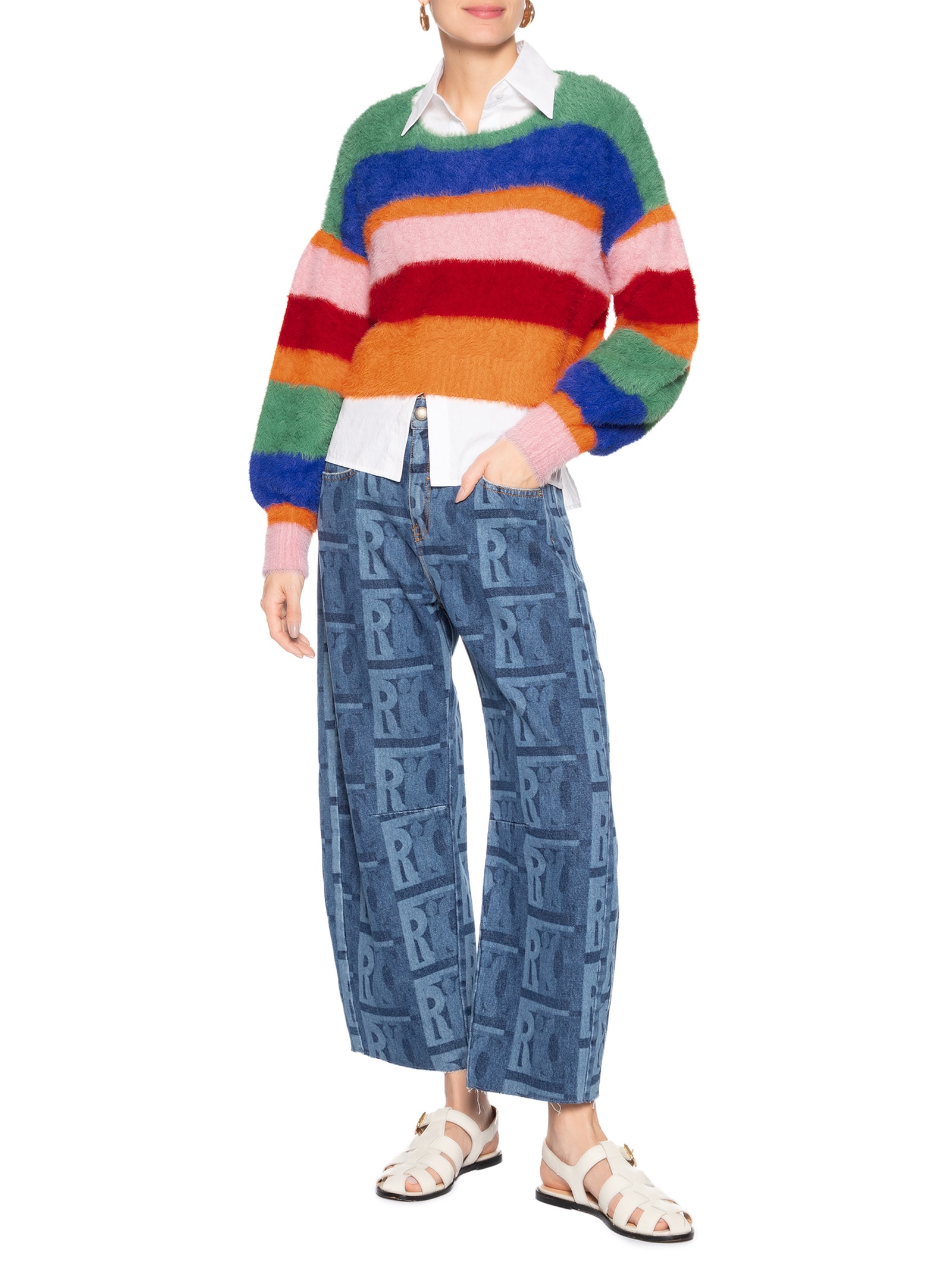 Suéter Feminino Pelinho Tricot Listra Verde Farm