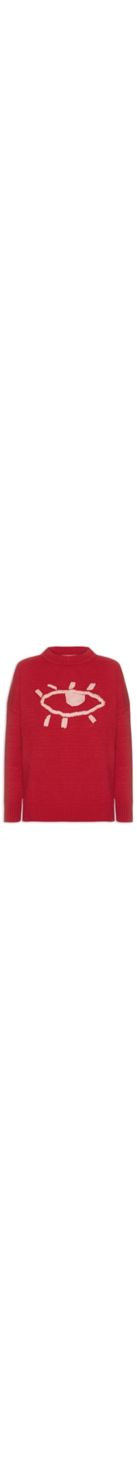 Suéter Feminino Pull Bordado Olho - Vermelho