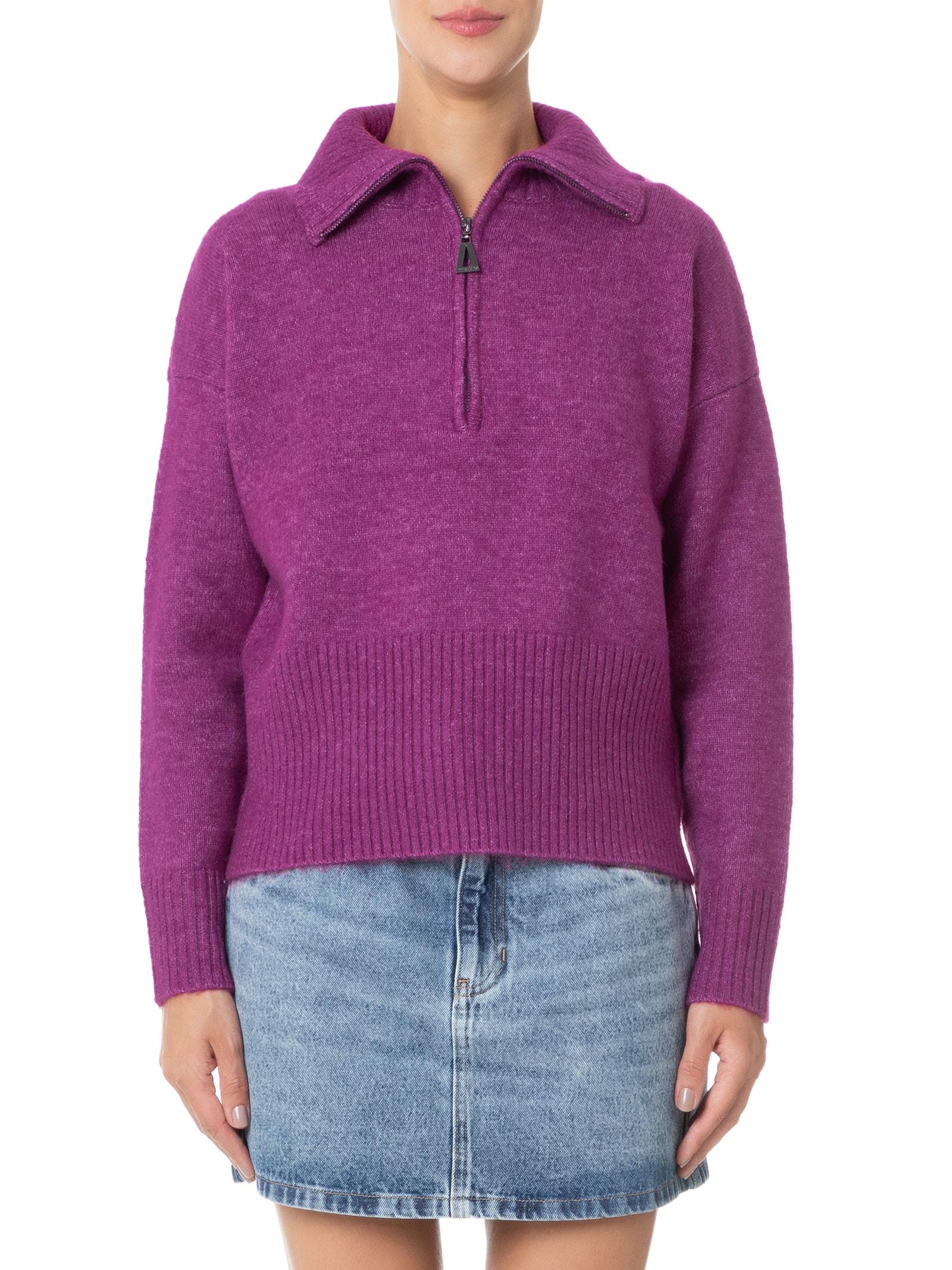 Animale Jeans - Suéter Feminino Pull De Tricot Com Gola De Zíper