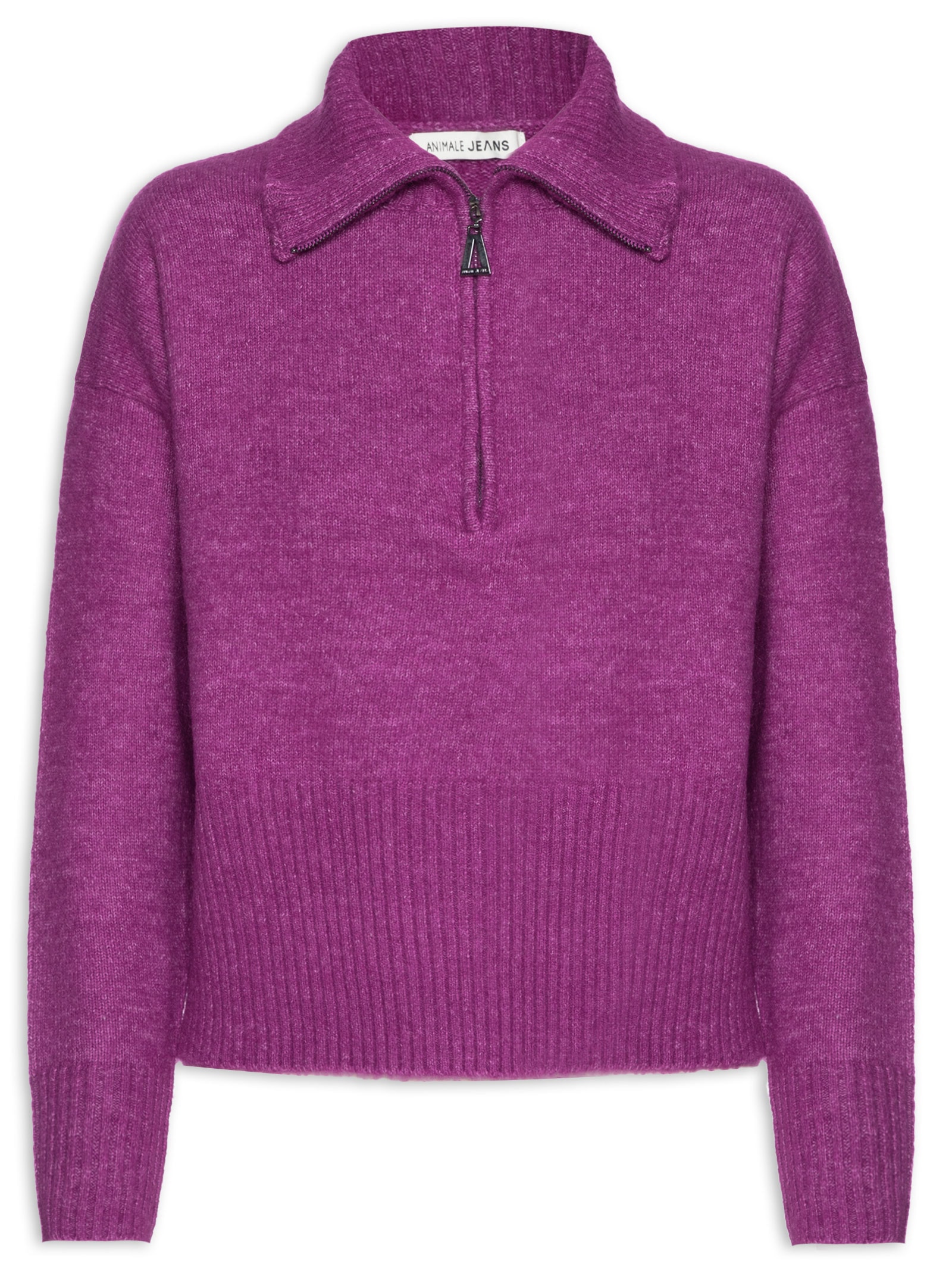 Animale Jeans - Suéter Feminino Pull De Tricot Com Gola De Zíper