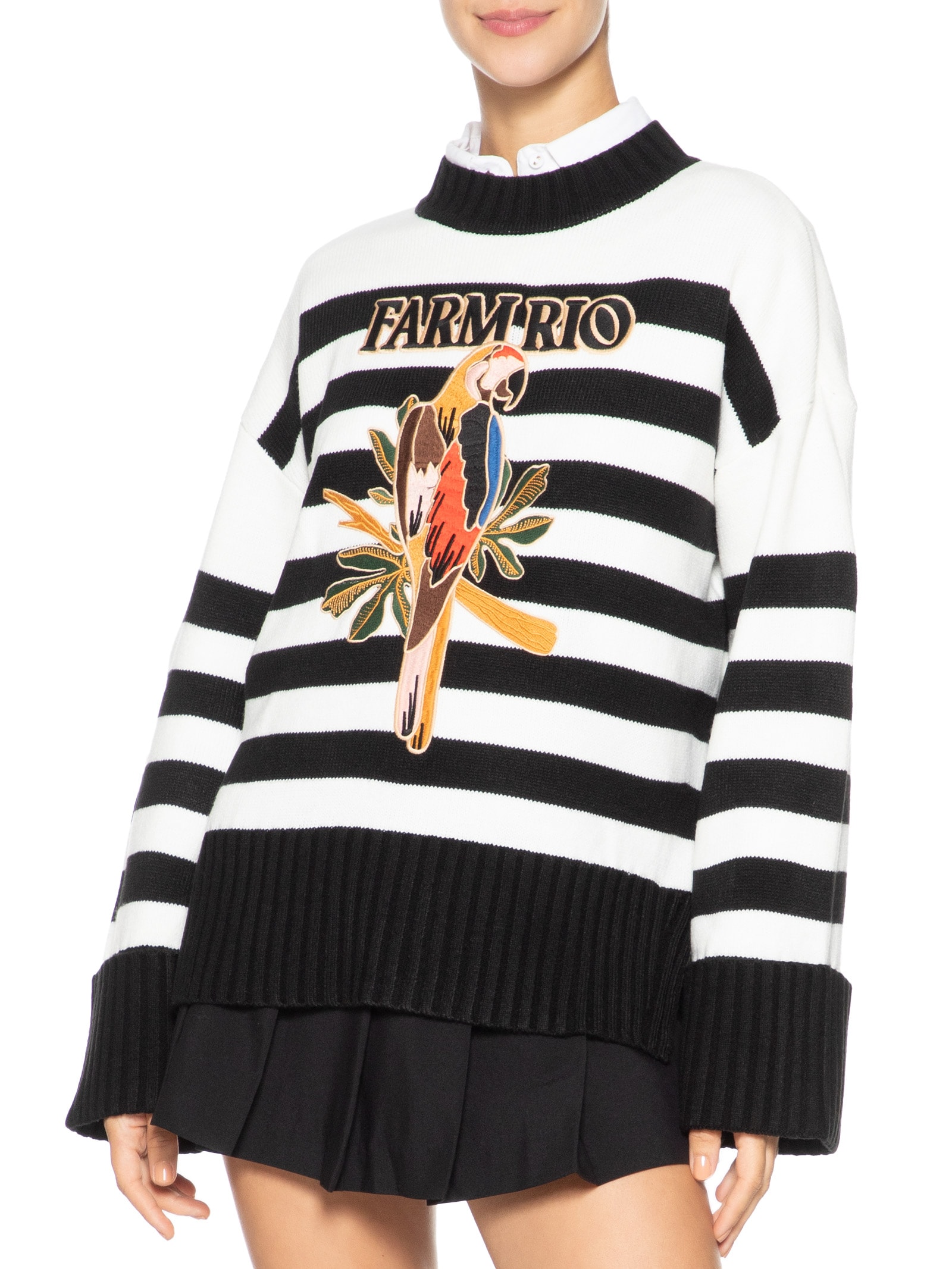 Suéter Feminino Pull Tricot Com Bordado Preto Farm