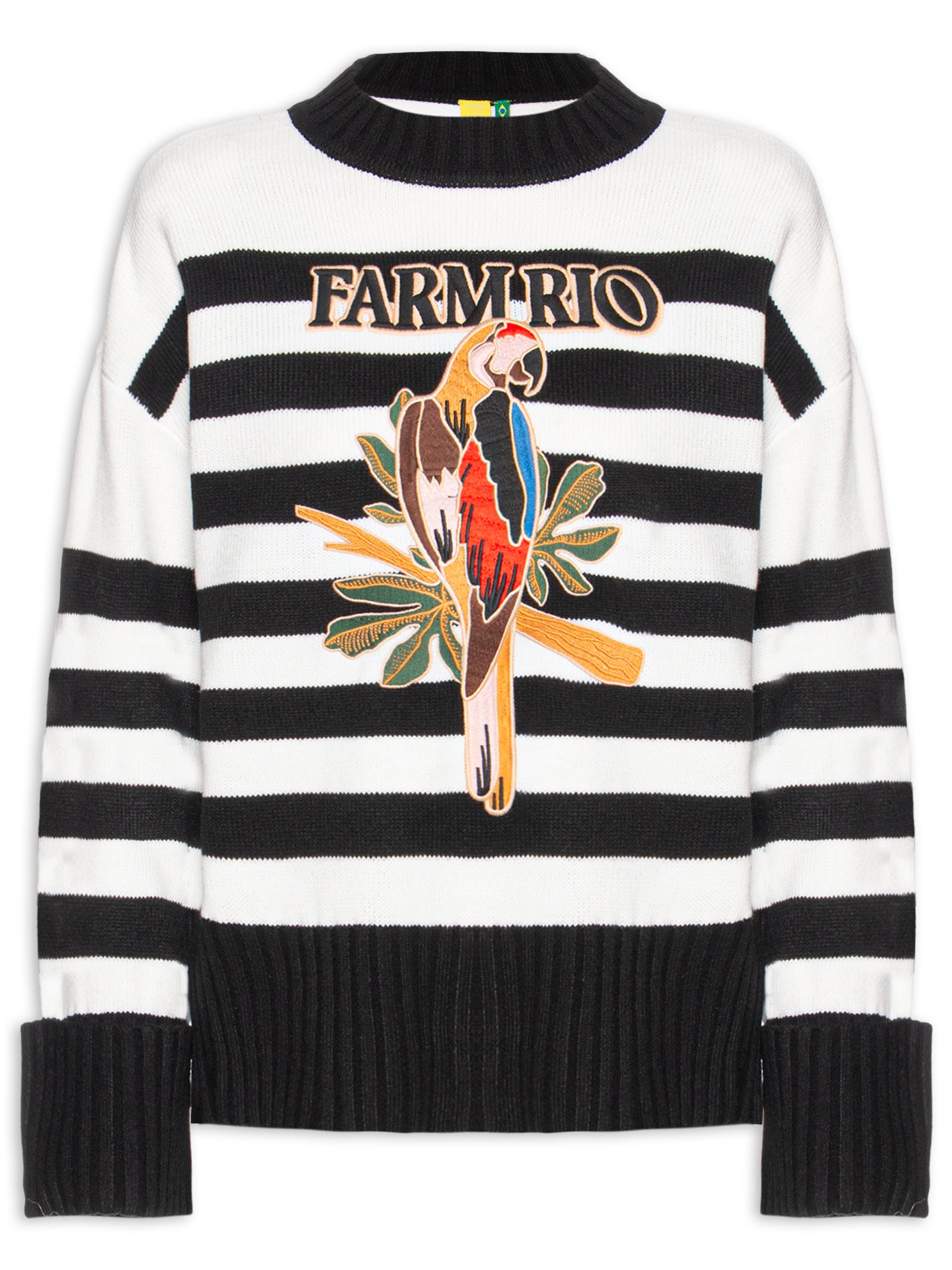 Suéter Feminino Pull Tricot Com Bordado Preto Farm