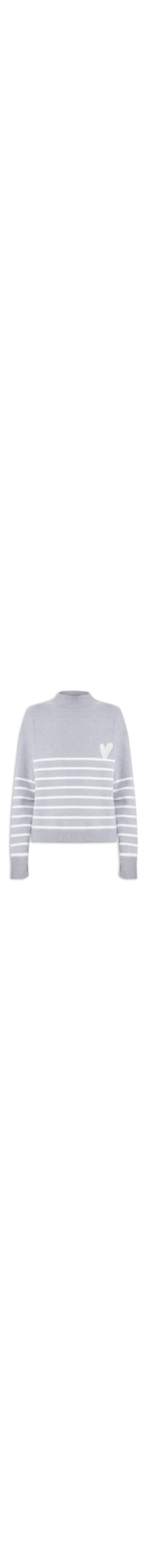 Suéter Feminino Pullover Sripe Heart - Cinza