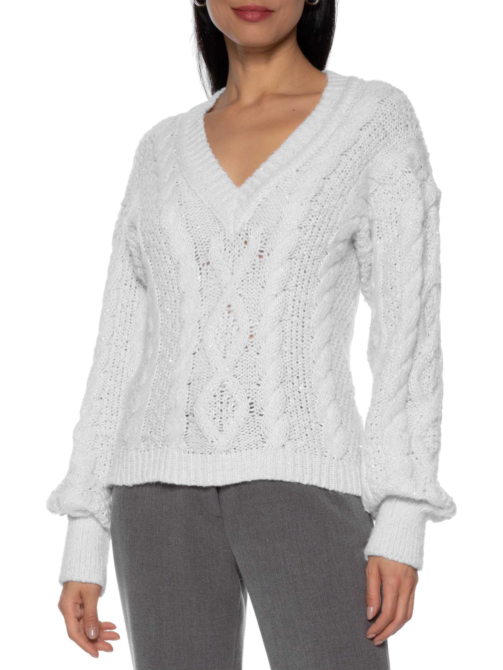 Twenty Four Seven - Suéter Feminino Pullover Trança Paetê - Off White