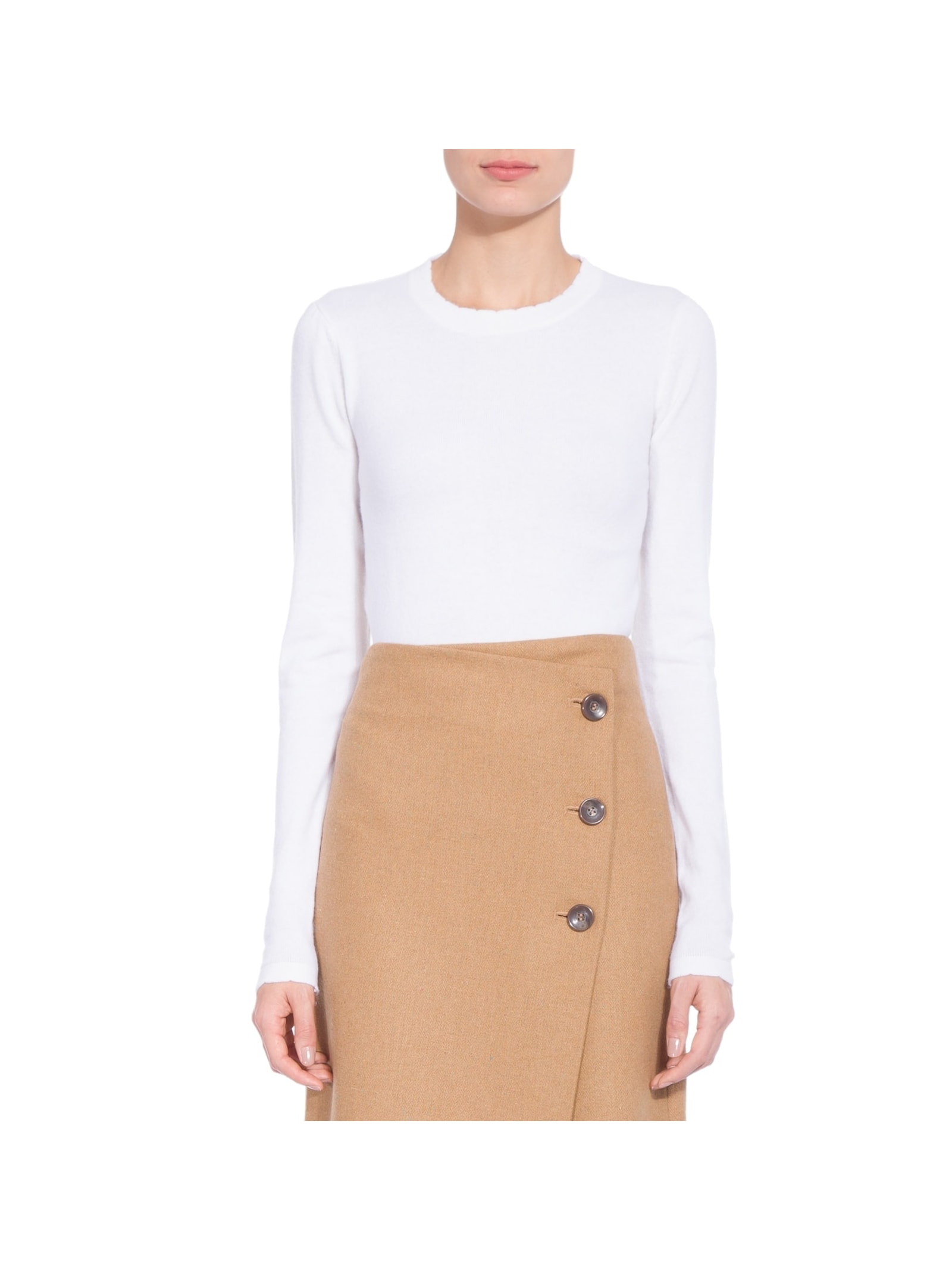 Suéter Feminino Puro Cashmere Gola Trabalhada Off White '2Essential