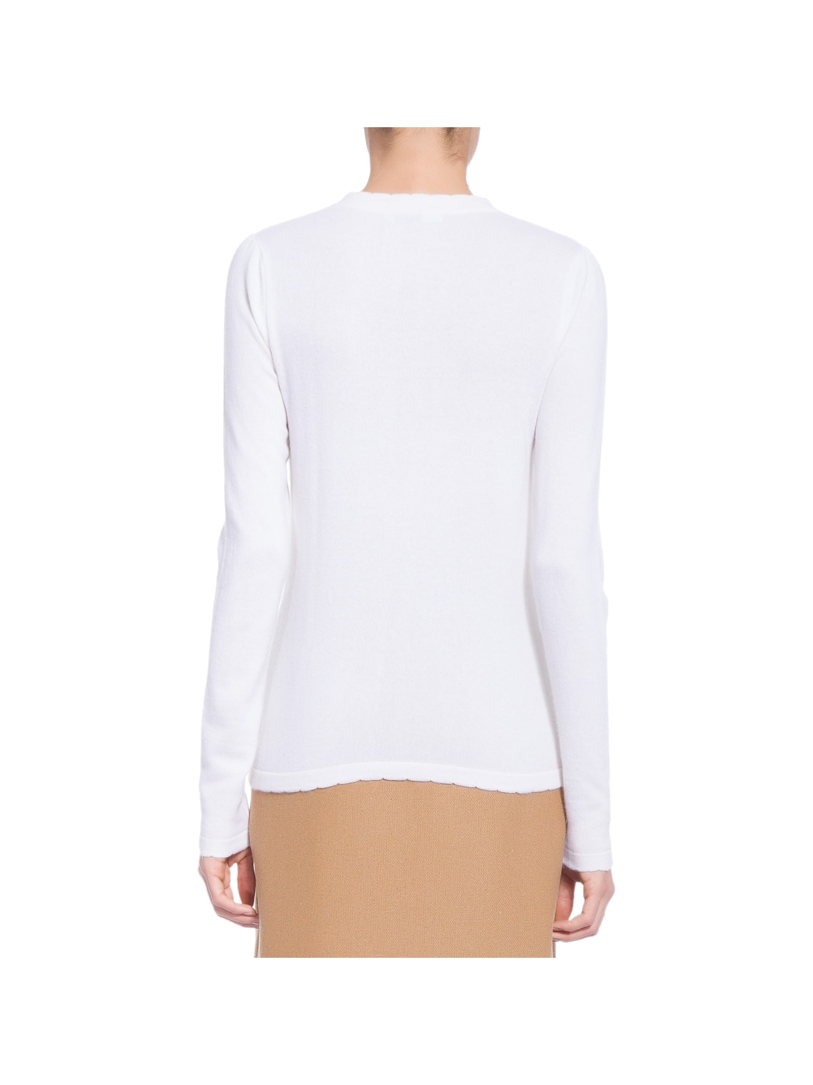 Suéter Feminino Puro Cashmere Gola Trabalhada Off White '2Essential
