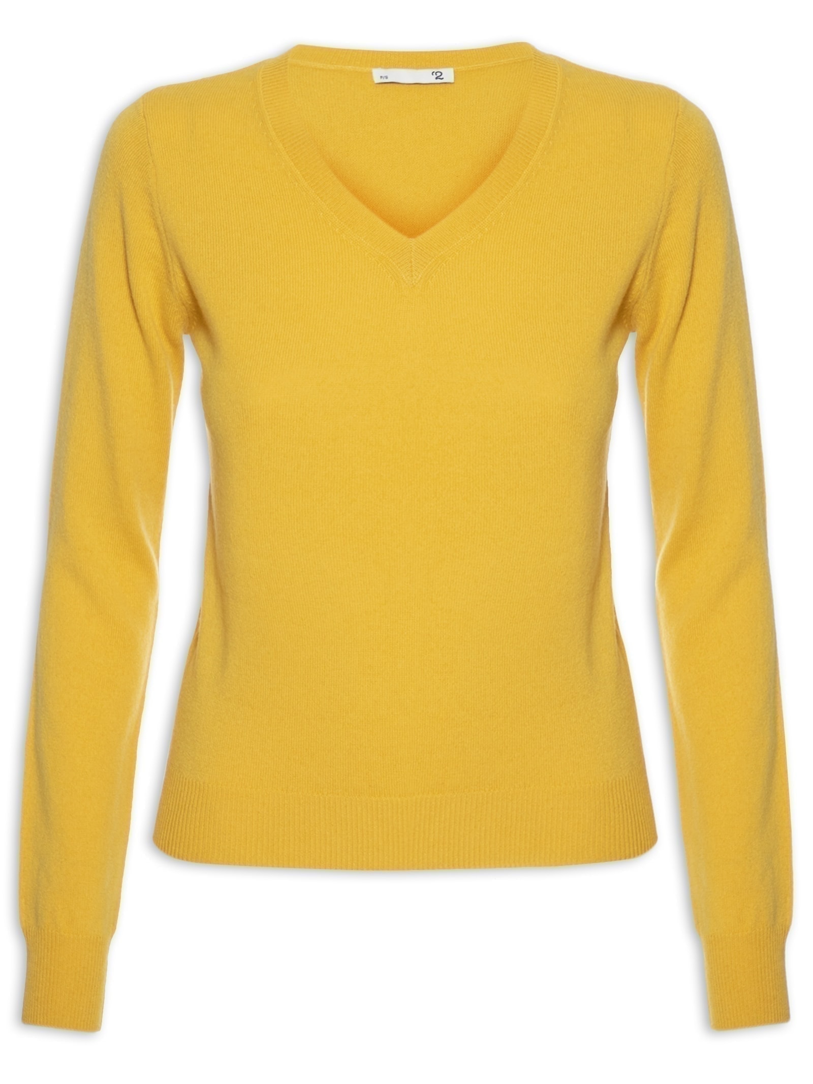 Suéter Feminino Puro Cashmere Gola V Amarelo '2Essential