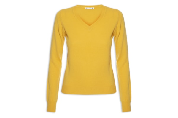 Suéter Feminino Puro Cashmere Gola V - Amarelo