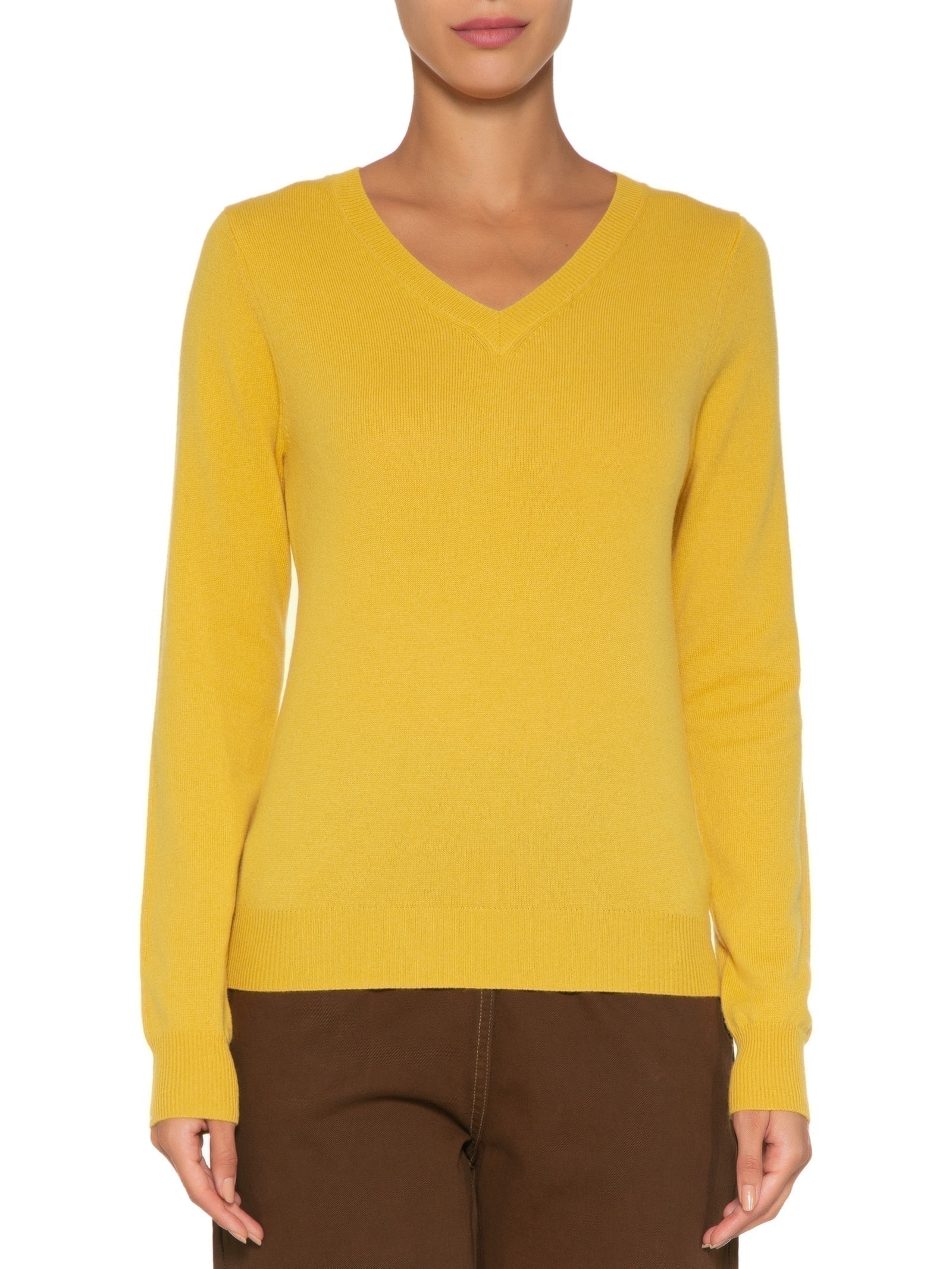 Suéter Feminino Puro Cashmere Gola V Amarelo '2Essential
