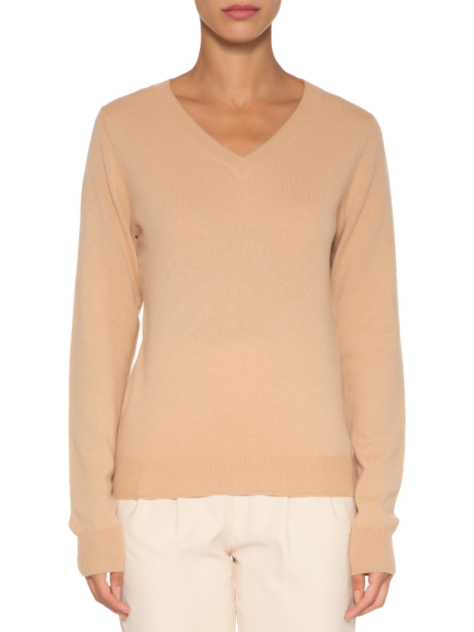 Suéter Feminino Puro Cashmere Gola V Bege '2Essential