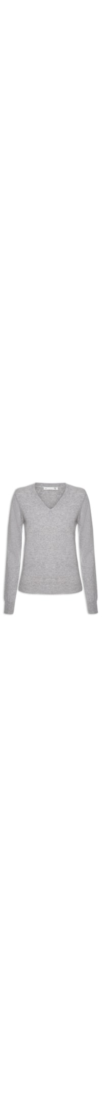 Suéter Feminino Puro Cashmere Gola V - Cinza