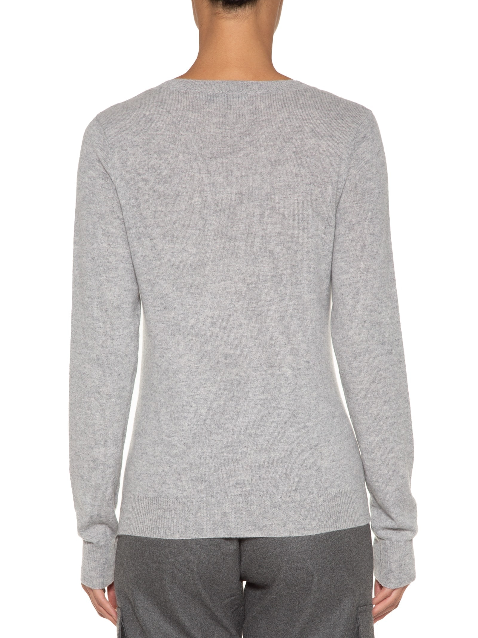 Suéter Feminino Puro Cashmere Gola V Cinza '2Essential