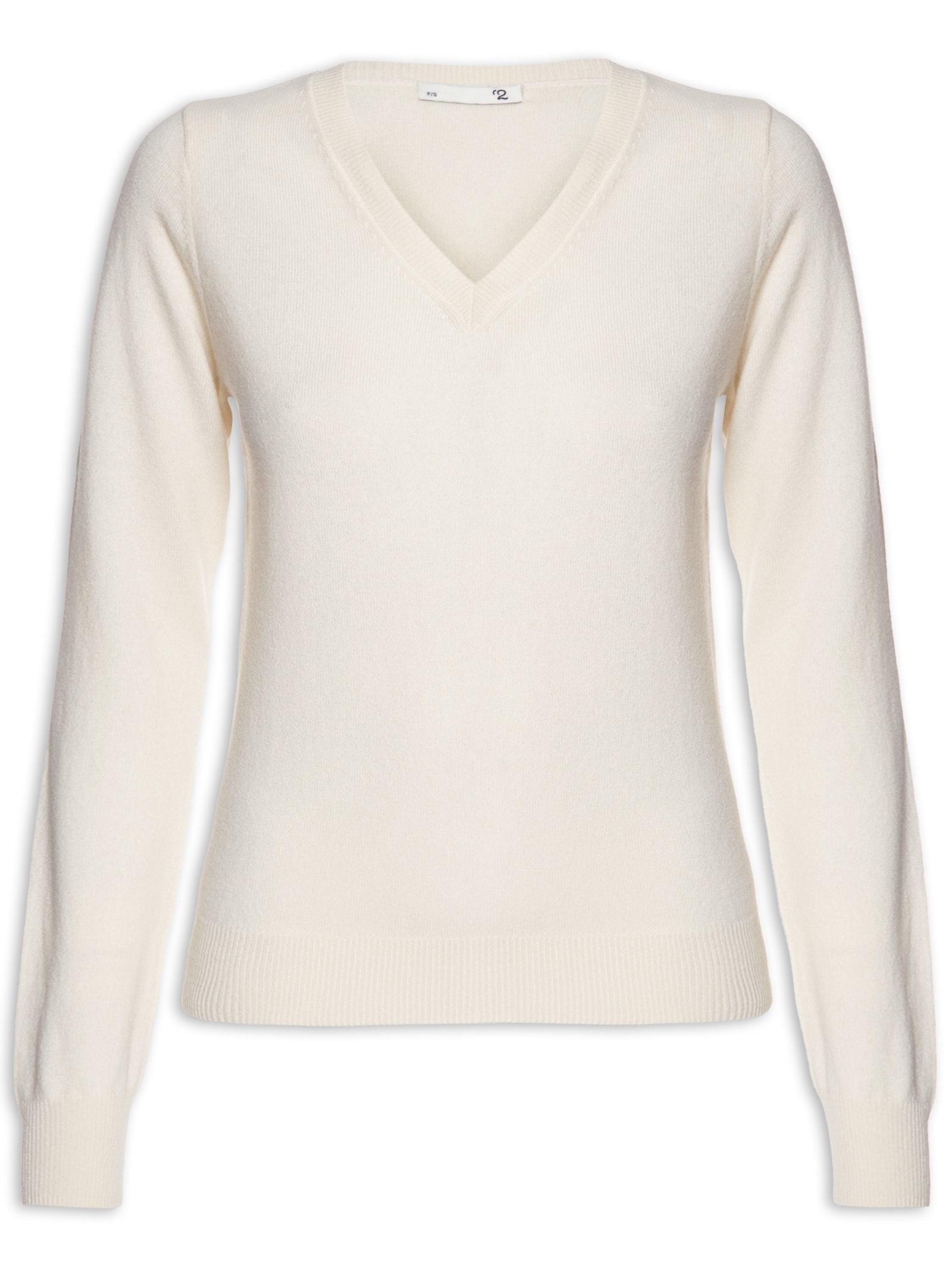 Suéter Feminino Puro Cashmere Gola V Off White '2Essential