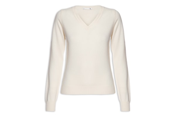 Suéter Feminino Puro Cashmere Gola V - Off White