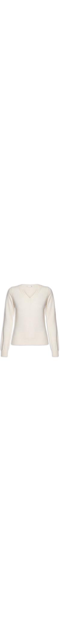 Suéter Feminino Puro Cashmere Gola V - Off White