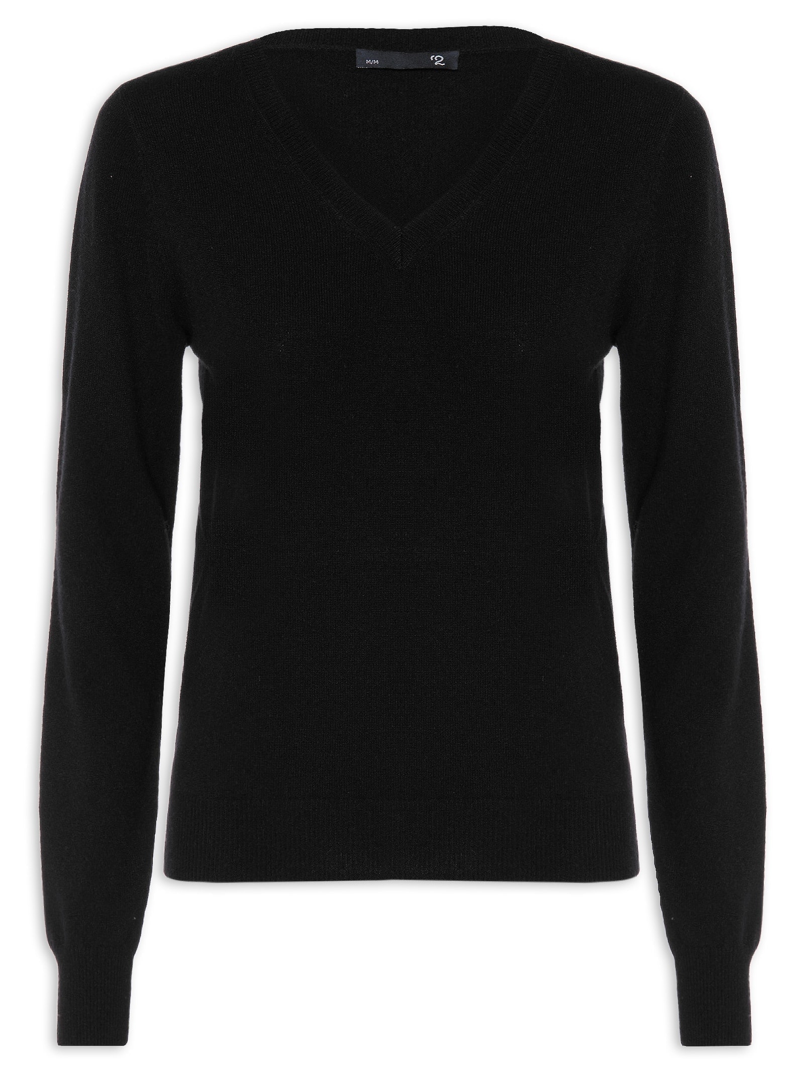 Suéter Feminino Puro Cashmere Gola V Preto '2Essential