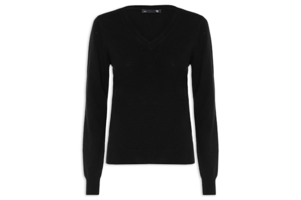 Suéter Feminino Puro Cashmere Gola V - Preto