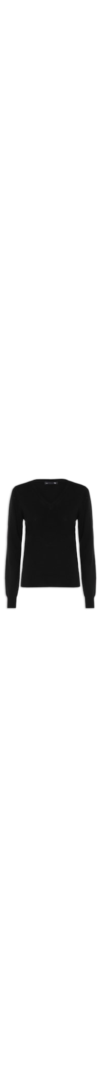 Suéter Feminino Puro Cashmere Gola V - Preto