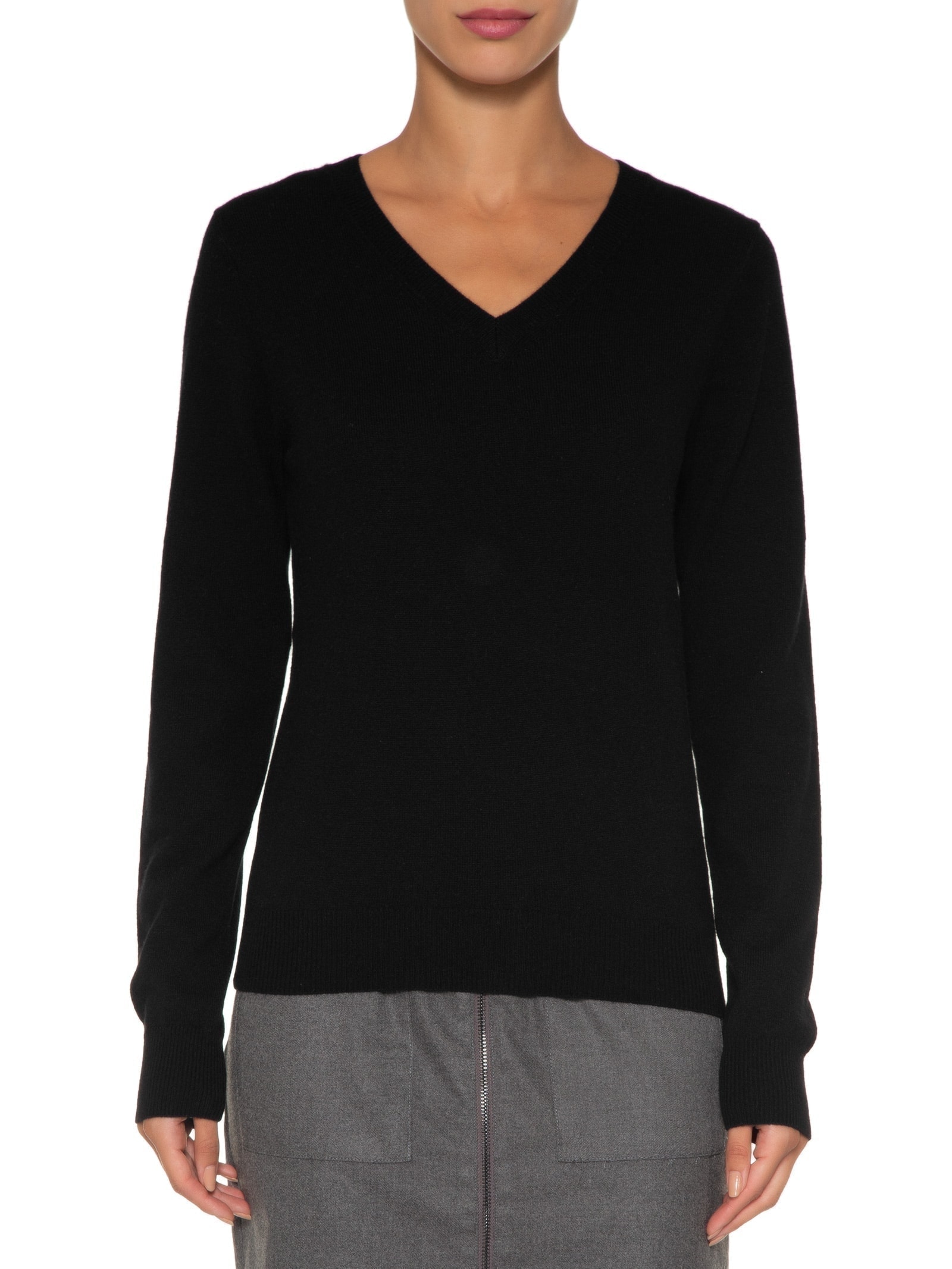 Suéter Feminino Puro Cashmere Gola V Preto '2Essential