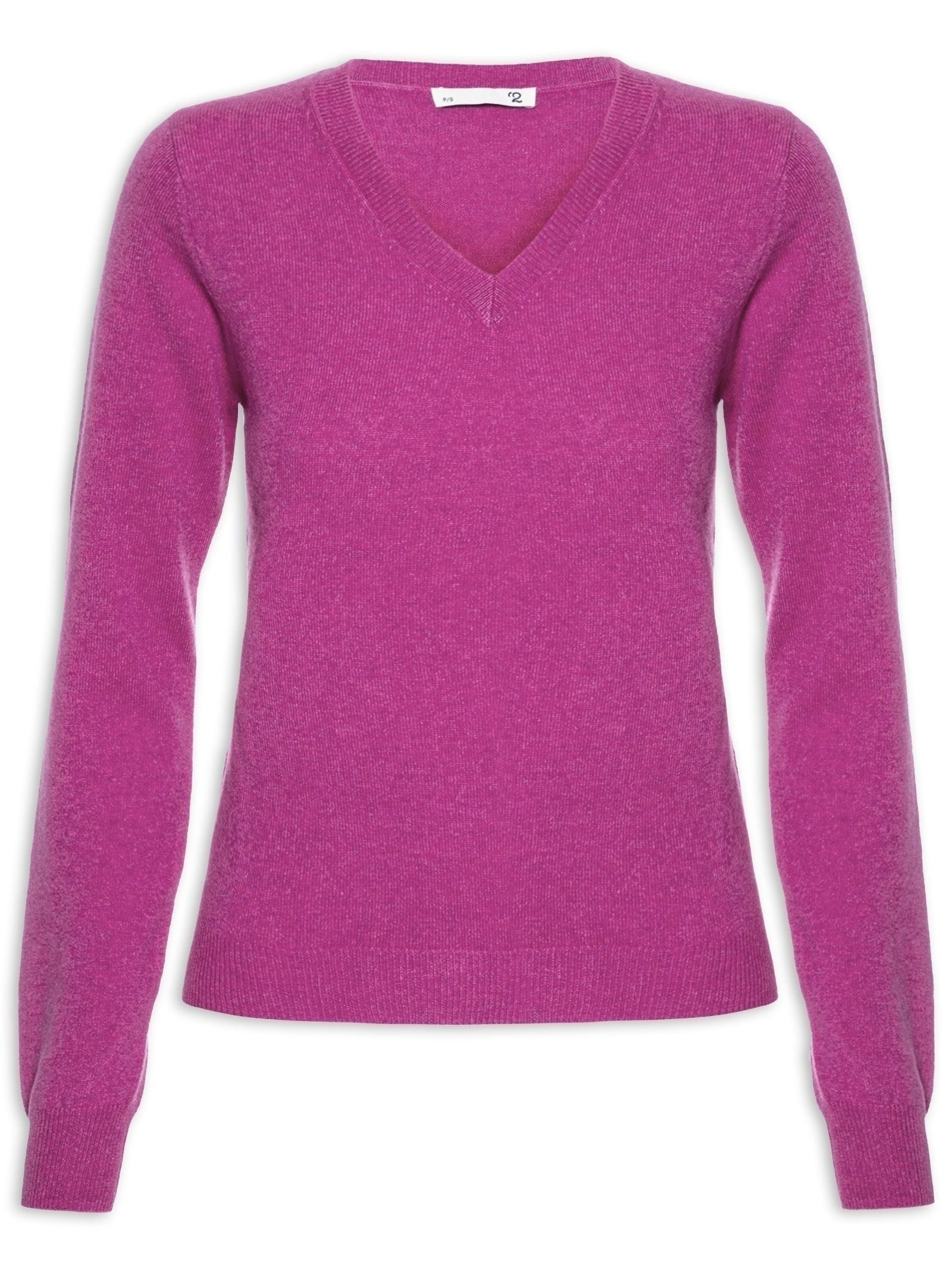 Suéter Feminino Puro Cashmere Gola V Rosa '2Essential