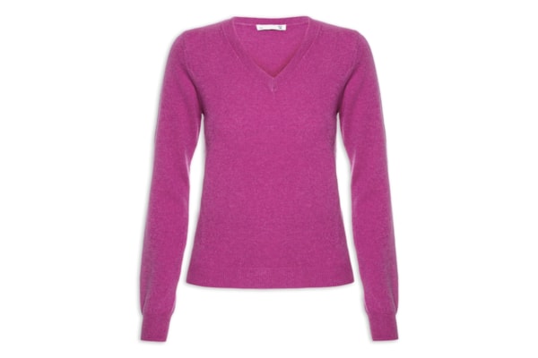 Suéter Feminino Puro Cashmere Gola V - Rosa