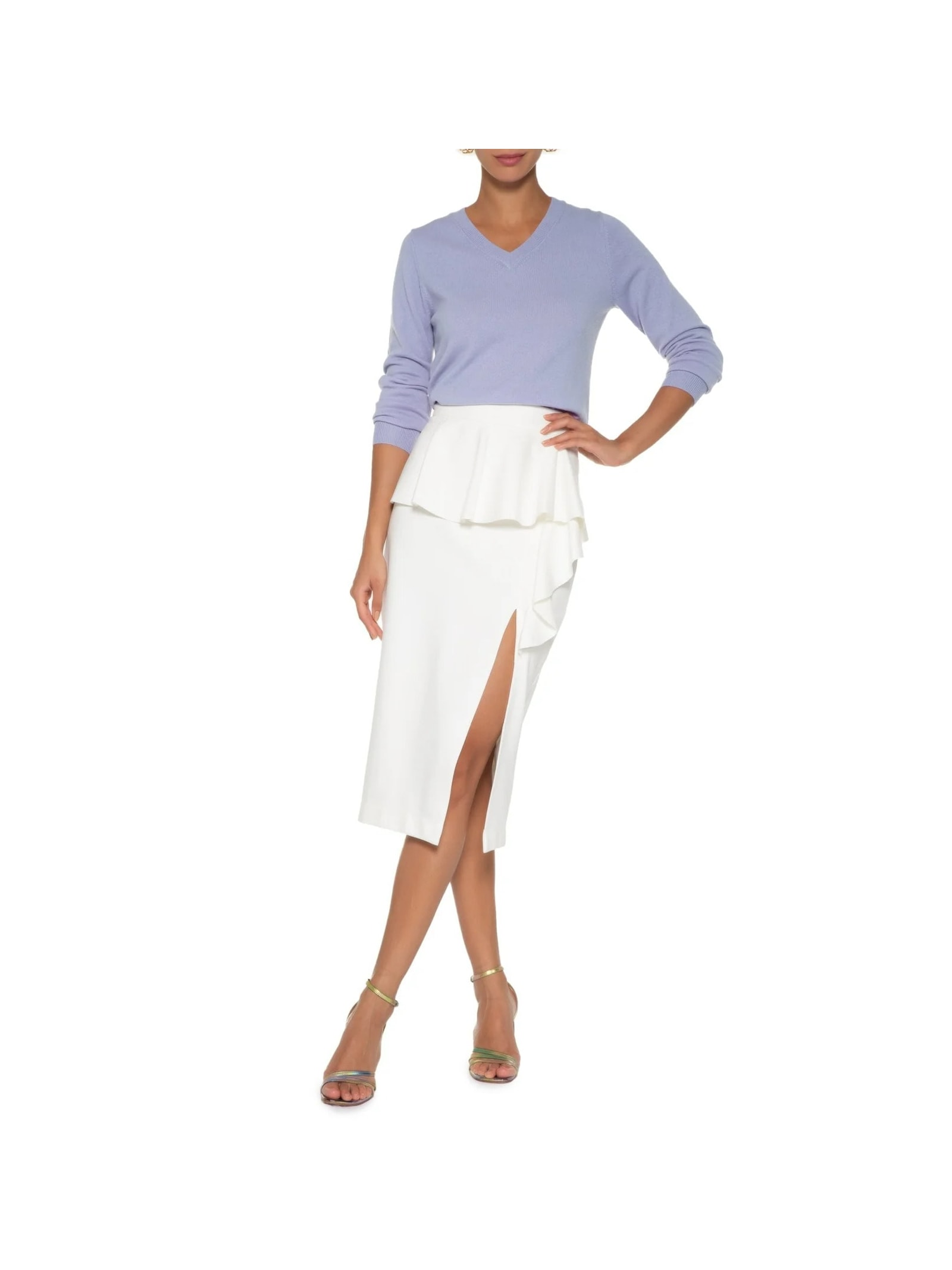 Suéter Feminino Puro Cashmere Gola V Roxo '2Essential