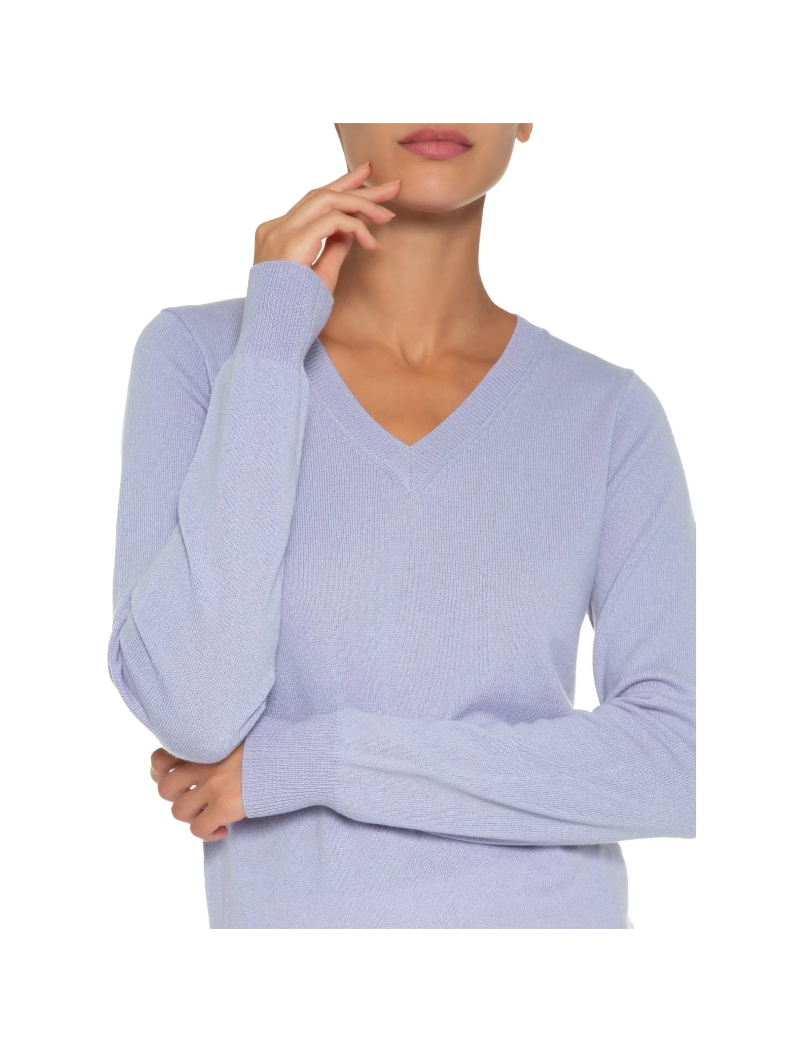 Suéter Feminino Puro Cashmere Gola V Roxo '2Essential