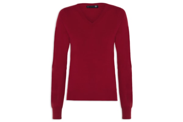 Suéter Feminino Puro Cashmere Gola V - Vermelho