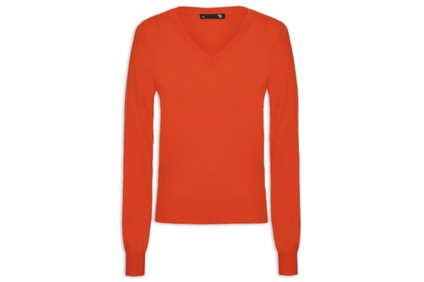 Suéter Feminino Puro Cashmere Gola V - Vermelho