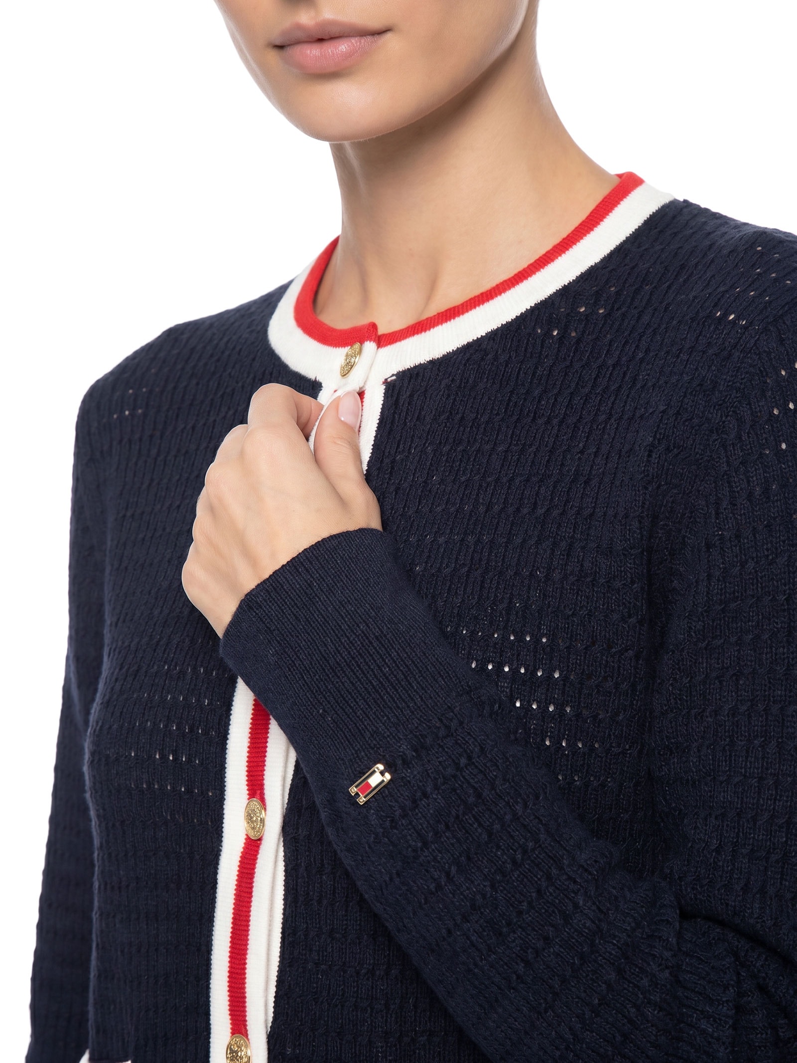 Suéter Feminino RWB Textured LS C-NK Azul Tommy Hilfiger