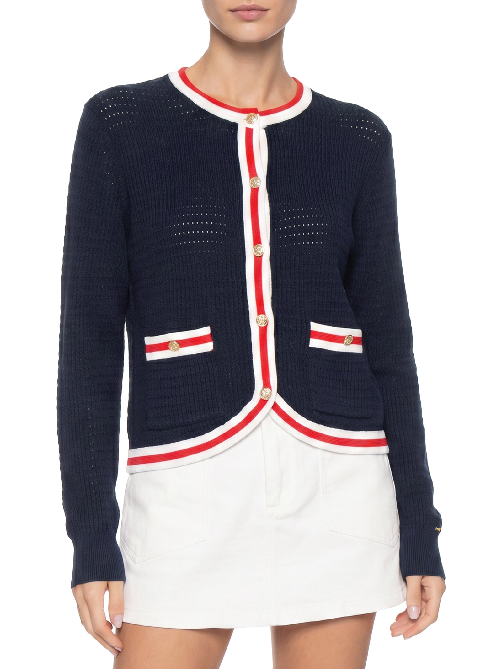 Suéter Feminino RWB Textured LS C-NK Azul Tommy Hilfiger