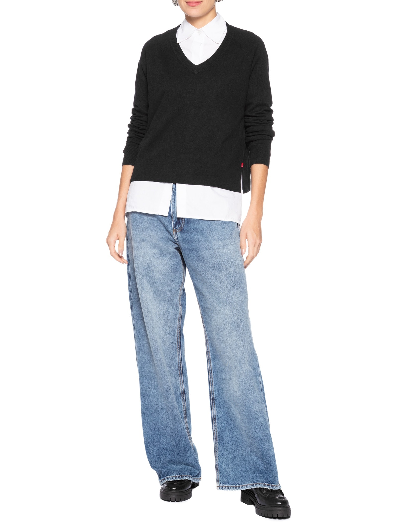 Suéter Feminino Super Soft V-Neck Pullover- Preto Levi's