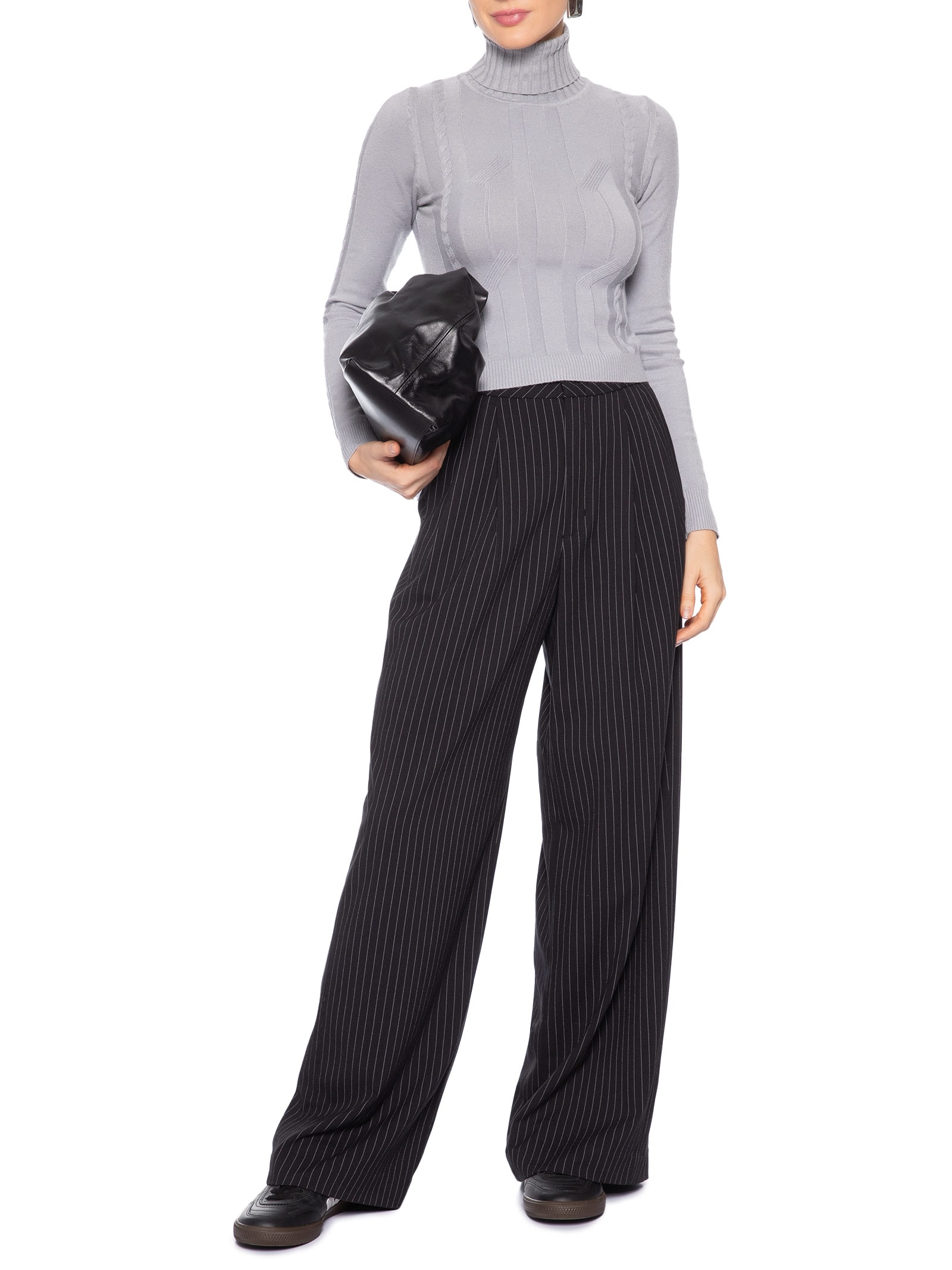 Suéter Feminino Texturizado Cinza Basiq