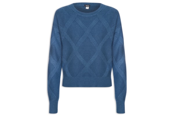 Suéter Feminino Texturizado Em Tricot - Azul