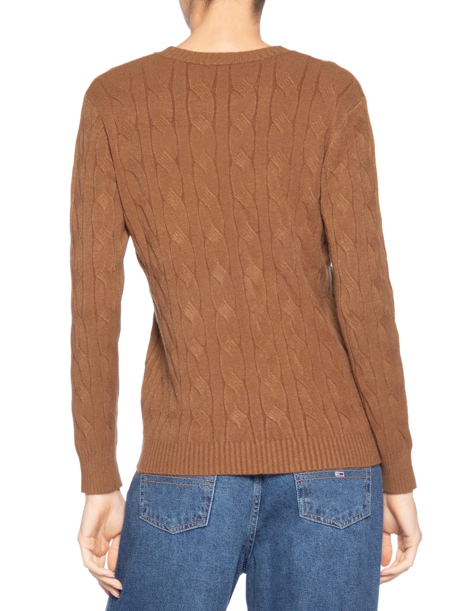 Suéter Feminino Texturizado Em Tricot Bege Basiq