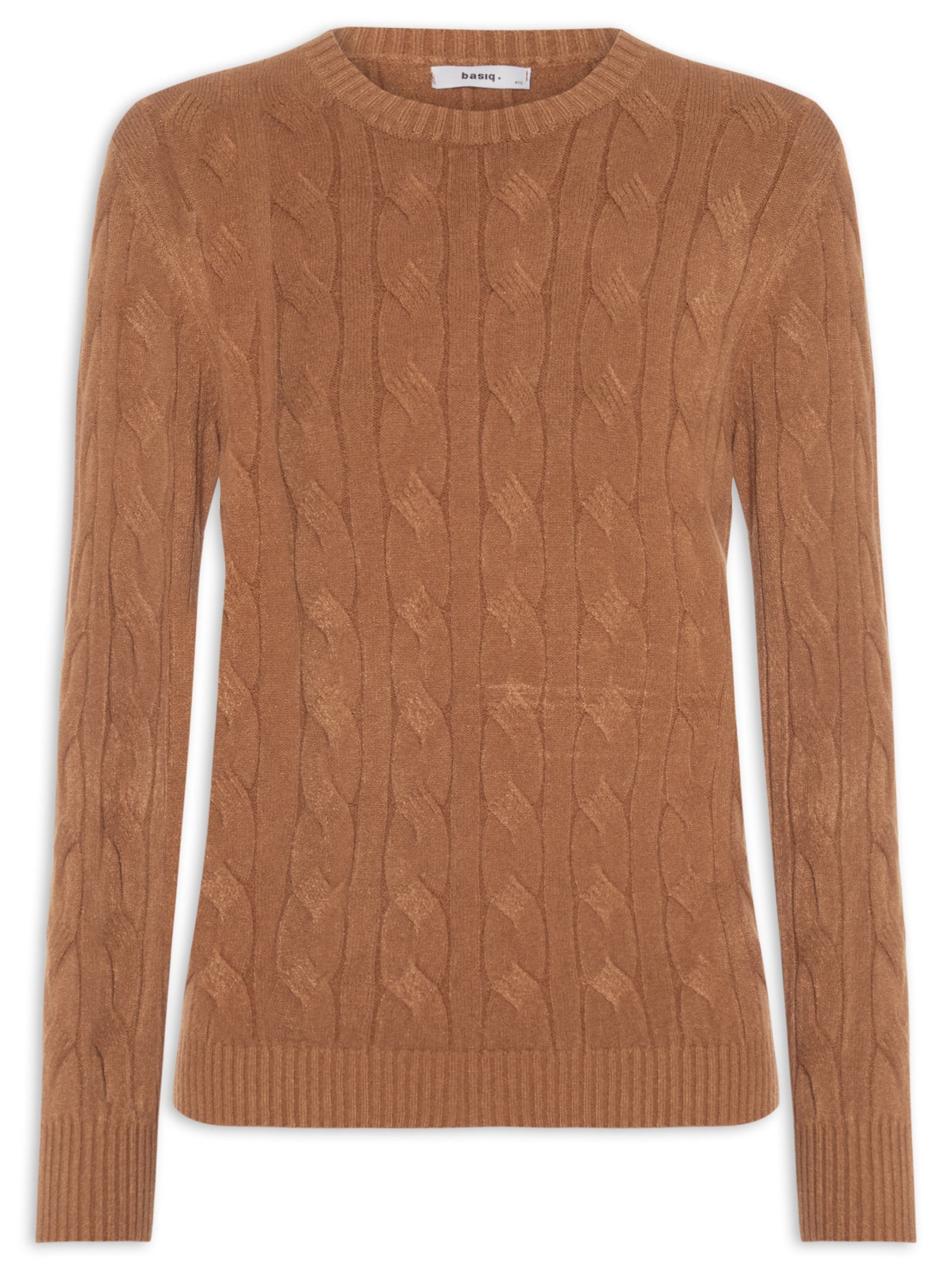 Suéter Feminino Texturizado Em Tricot Bege Basiq