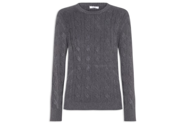 Suéter Feminino Texturizado Em Tricot - Cinza