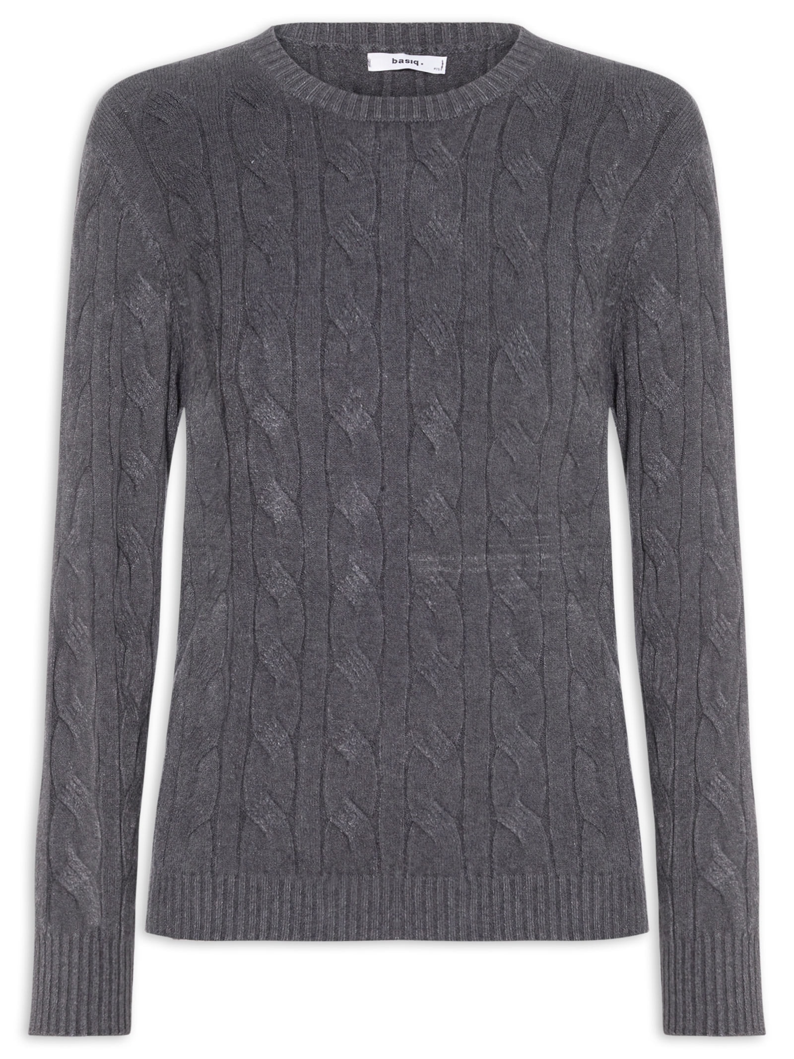 Suéter Feminino Texturizado Em Tricot Cinza Basiq