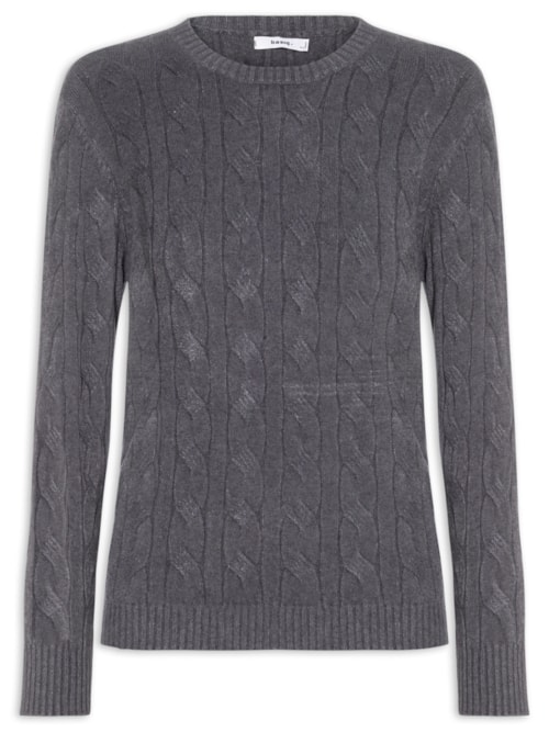 Suéter Feminino Texturizado Em Tricot - Cinza