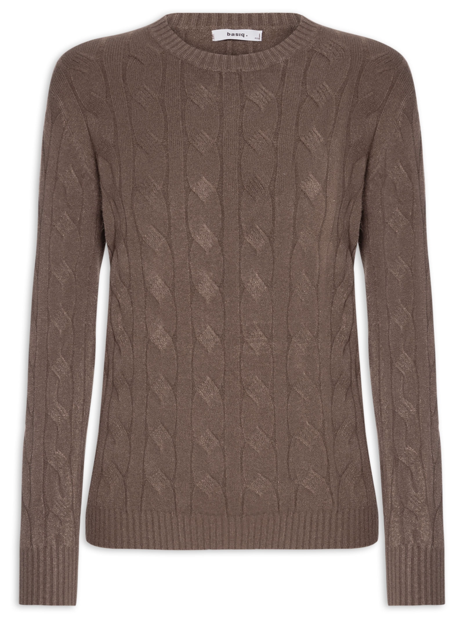 Suéter Feminino Texturizado Em Tricot Marrom Basiq