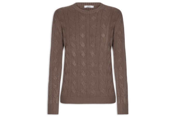 Suéter Feminino Texturizado Em Tricot - Marrom