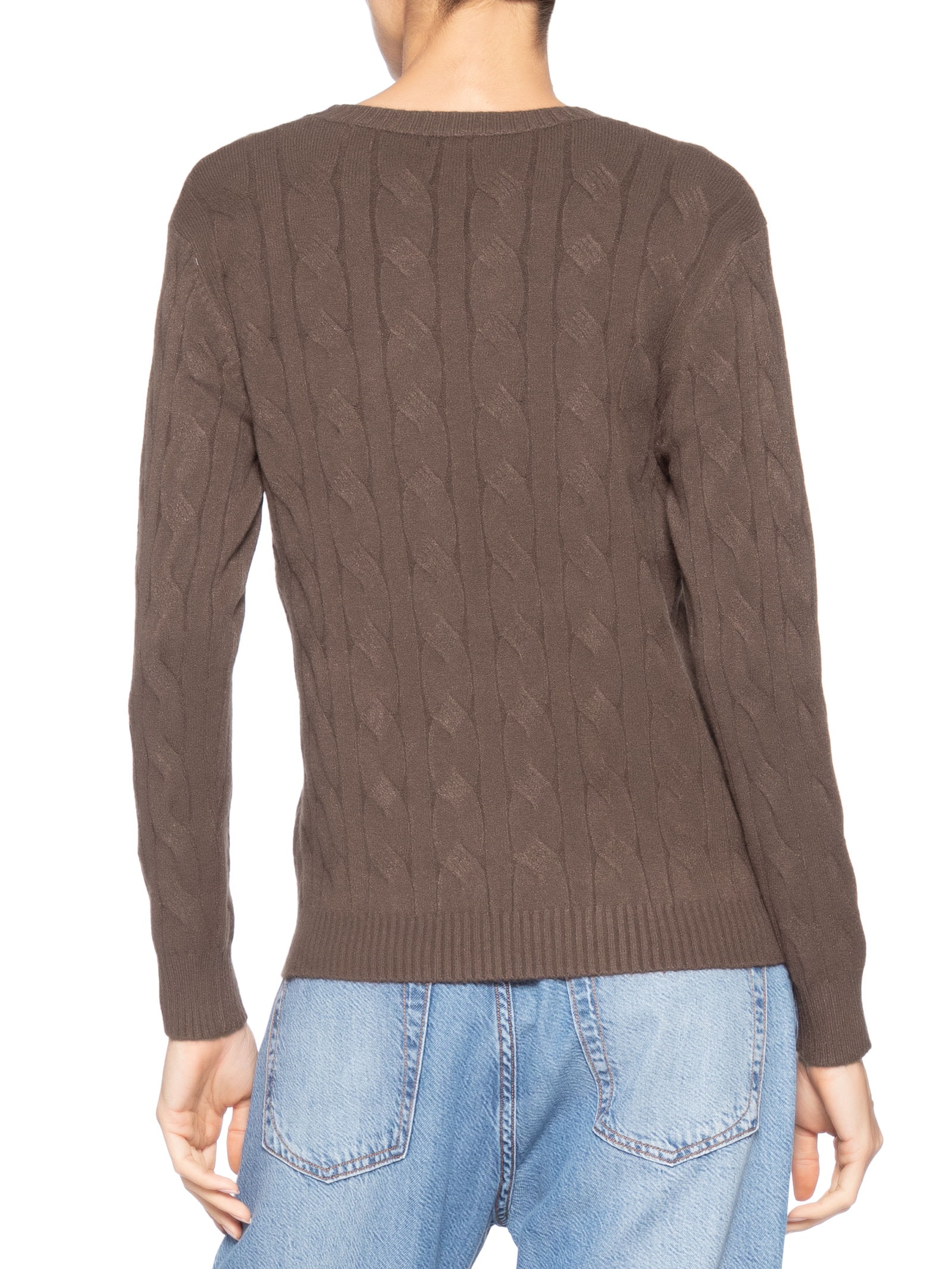 Suéter Feminino Texturizado Em Tricot Marrom Basiq