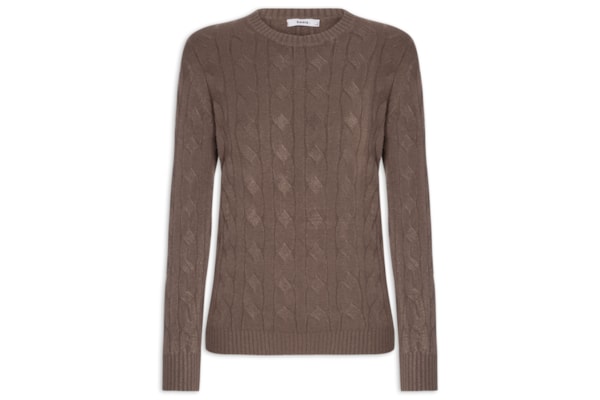 Suéter Feminino Texturizado Em Tricot - Marrom