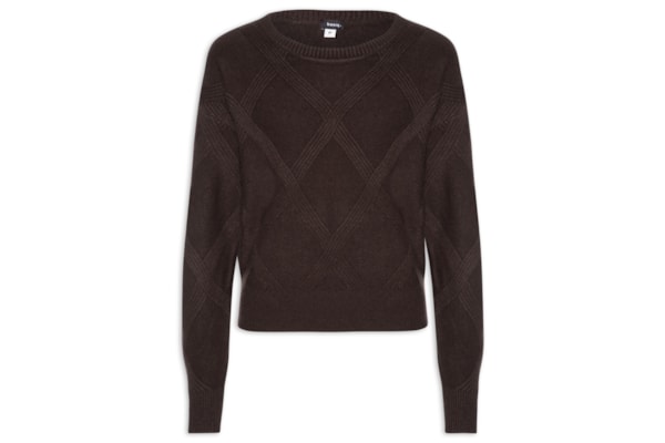 Suéter Feminino Texturizado Em Tricot - Marrom