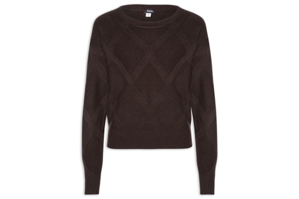 Suéter Feminino Texturizado Em Tricot - Marrom